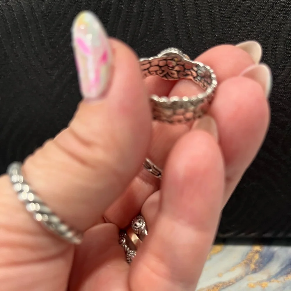 Sarda Sterling Silver Ring with Pink Moissanite, size 10
